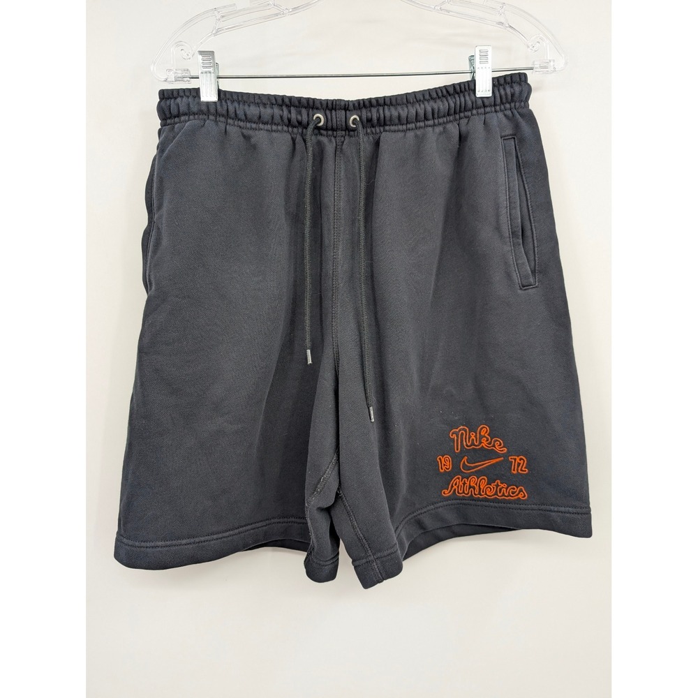 Nike Athletics 1972 Men's Large Black Fleece Sweat‎ Shorts Graphic Drawstring